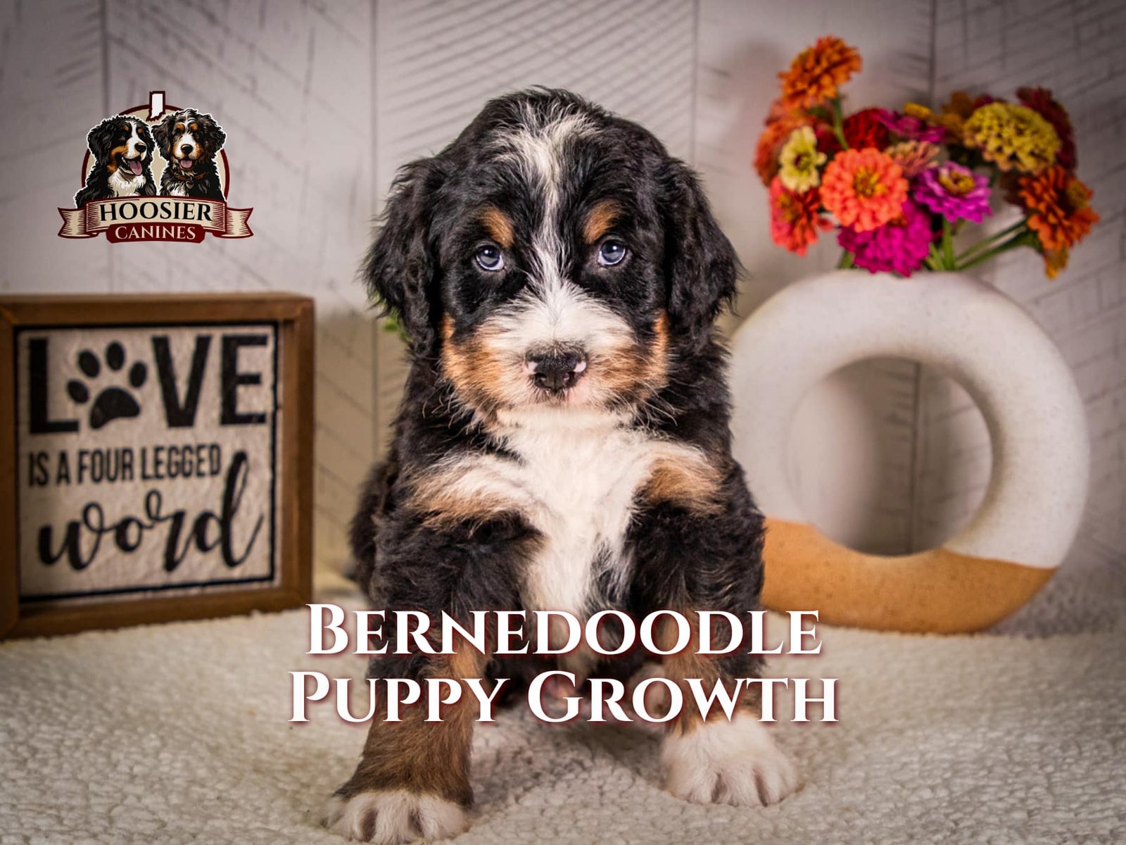 Bernedoodle Puppy Growth and the stages of standard, mini and micro bernedoodles explained in this blog post. Learn the answer to are bernedoodles hypoallergenic?