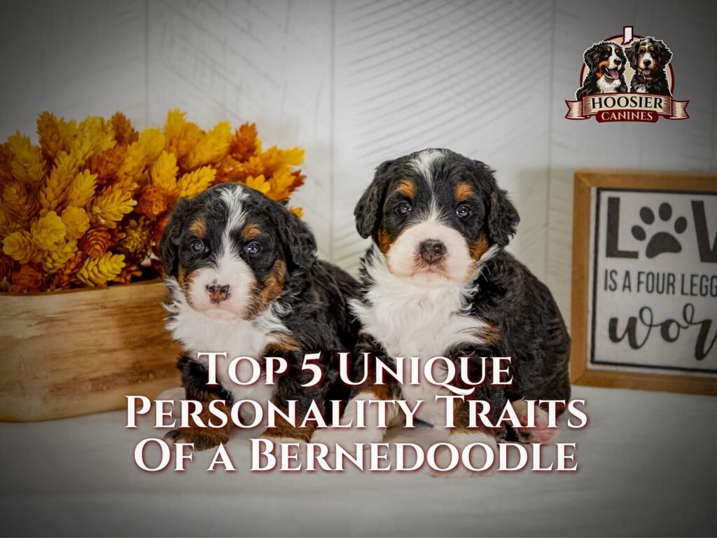 Top 5 Unique Personality Traits Of A Bernedoodle 6 The Unique Personality Traits Of A Bernedoodle Are Affection, Intelligence, Adaptability, Playfulness, And Loyalty, Featuring 2, 8 Week Old Puppies.